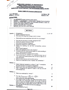 Engineering Management Exam Paper - NAME 479