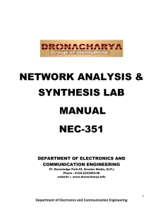 NETWORK ANALYSIS SYNTHESIS LAB