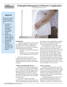 Prehospital Management of Obstetric Complications