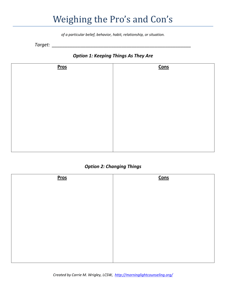 Weighing The Pros And Cons