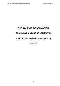 Report for Planning Assessment and Self-Review in Early Childhood Education