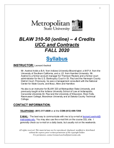 2020 FALL BLAW 310--50 SYLLABUS