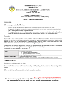 ACCT 1026 Lesson 1 - Accounting Equation