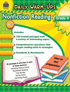 Daily Warm-Ups Nonfiction Reading Grade 4 BookE-book Bundle