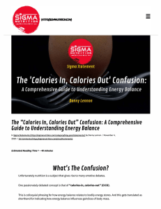 sigma nutrition - Calories in, Calories Out confusion - Danny Lennon