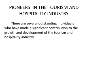 PIONEERS  IN THE TOURISM AND HOSPITALITY INDUSTRY
