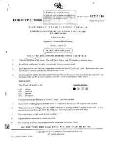 CSEC Chemistry Exam Paper 01 - General Proficiency