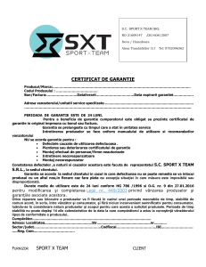 Certificat de garantie  SPORT X TEAM OK PDF 