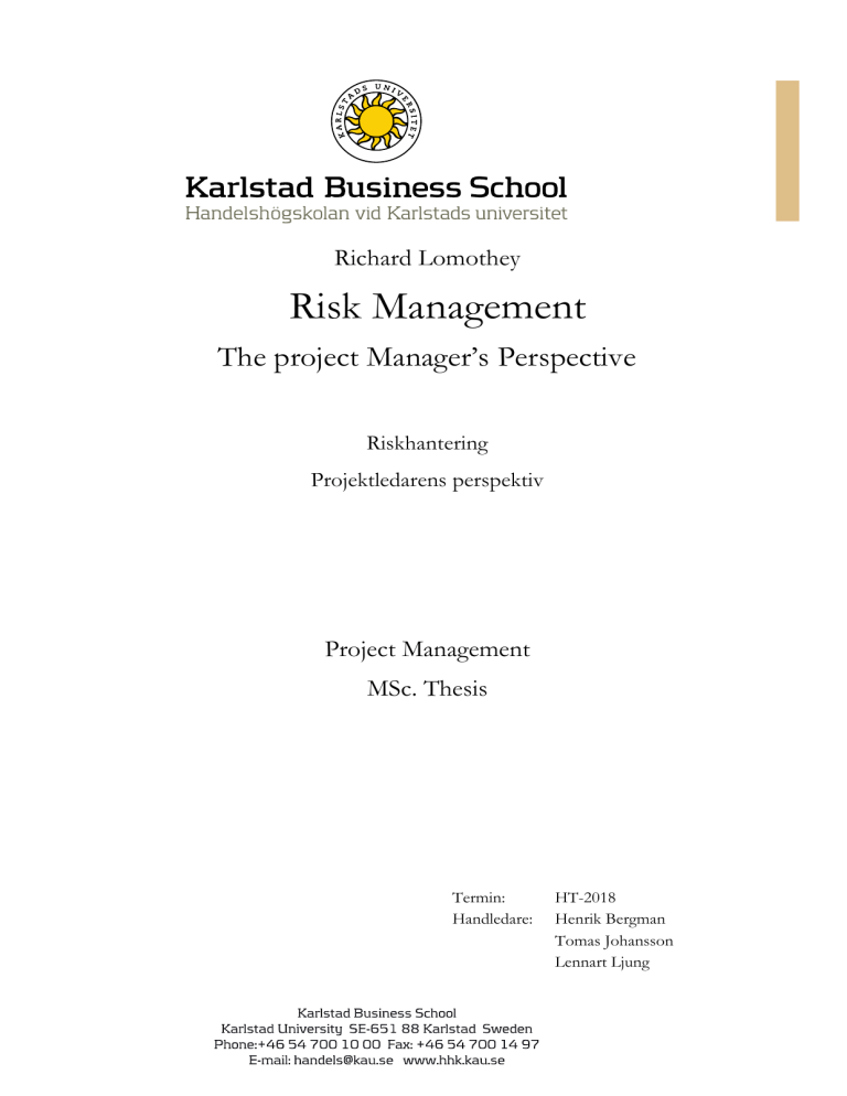 risk management thesis ideas