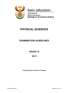 Grade 10 Physical Sciences Exam Guidelines