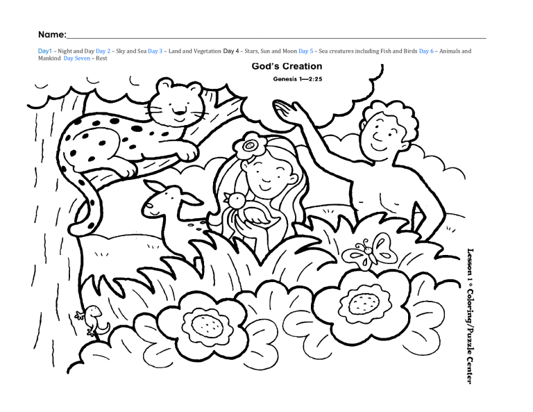 God s Creation Coloring Page