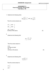 MAT1512 TL101 0 2022 Assignment1