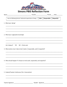 PBIS Reflection Form