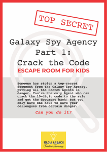 Galaxy Spy Agency: Crack the Code - Kids Escape Room Activity