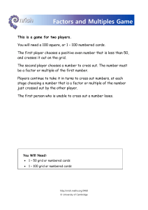 Factors and Multiples Game: Math Learning Activity