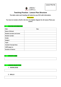 ASSIGNMENT - LESSON PLAN TEMPLATE FOR CREATING LESSON PLANS DURING ONLINE TUTORING EDTP 121 2022