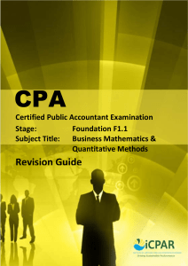 CPA F1.1 - BUSINESS MATHEMATICS & QUANTITATIVE METHODS - Revision Guide