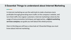 5 Essential Things to understand about Internet Marketing