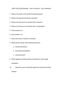 [N5C-U2b.1] [Worksheet] – Intro to alcohols – Quiz Questions