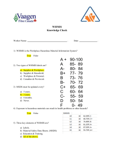 WHMIS Knowledge Check Answer Sheet