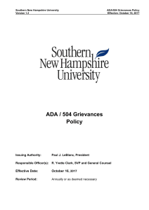 SNHU ADA 504 Grievances Policy