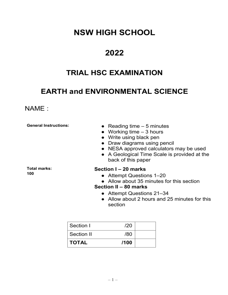 Trial Exam NSW HS