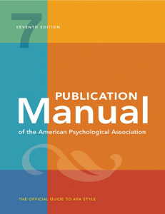 American Psychological Association - APA Publication Manual  7th Edition (2020)