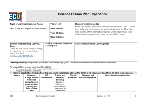 Lesson Plan 1 field of view magnification