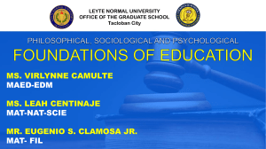 LEGAL BASES OF EDUCATION IN THE PHILIPPINES