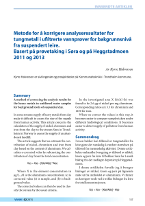 2015 A metod of correcting the analysis results for the heavy metals in wastewater samples for background levels of suspended clay. Norwegian with summary in english