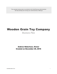 Sample Business Plan - Wooden Grain Toy Company