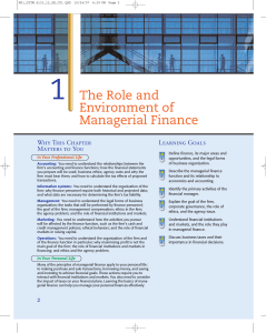 Chapter 1 - The Role and Environment of Managerial Finance