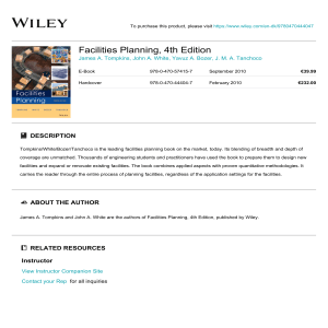 Wiley Facilities Planning, 4th Edition 978-0-470-44404-7