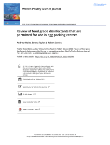 Review of food grade disinfectants that are permitted for use in egg packing centres