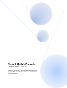 CBSE Maths formula Class9