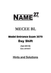 Common Model Exam Set-XIV B   2079-4-7  Solution