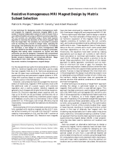 Magnetic Resonance in Med - 1999 - Morgan - Resistive homogeneous MRI magnet design by matrix subset selection