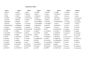 Term 3 Spelling list