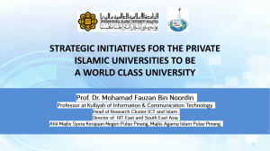 STRATEGIC INITIATIVES FOR THE PRIVATE ISLAMIC UNIVERSITIES TO BE A WORLD CLASS UNIVERSITY (2)
