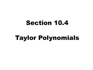 Calculus Taylor Polynomials