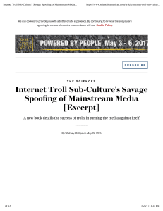 Internet Troll Sub-Culture's Savage Spoofing of Mainstream Media [Excerpt] - Scientific American