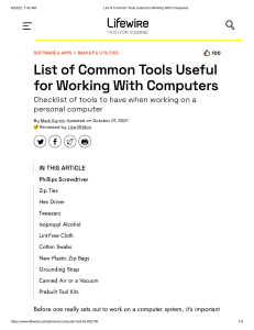 List of Common Tools Useful for Working With Computers