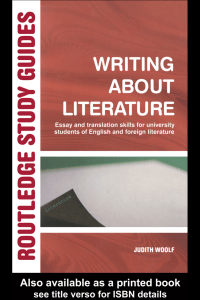 Writing About Literature  Essay and Translation Skills for University Students of English and Foreign Literatures (Routledge Study Guides) ( PDFDrive )