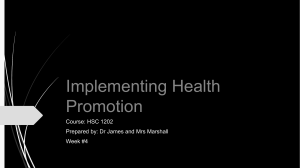 Implementing Health Promotion