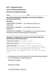 Identifying variables Worksheet (Grade 6 Science)