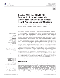 Coping With the COVID-19: Examining Gender Differences in Stress and Mental Health Among University Students