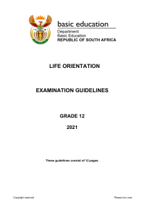 Life Orientation GR 12 Examination Guideline 2021 Eng