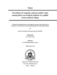  Correlation of empathy and personality traits