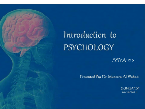 Introduction to Psychology 1 Dr. Muneera AL-Wahedi 11102021