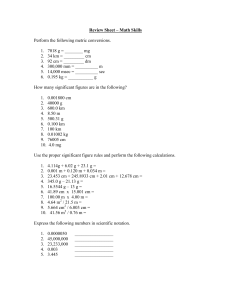 Metric and Math review sheet